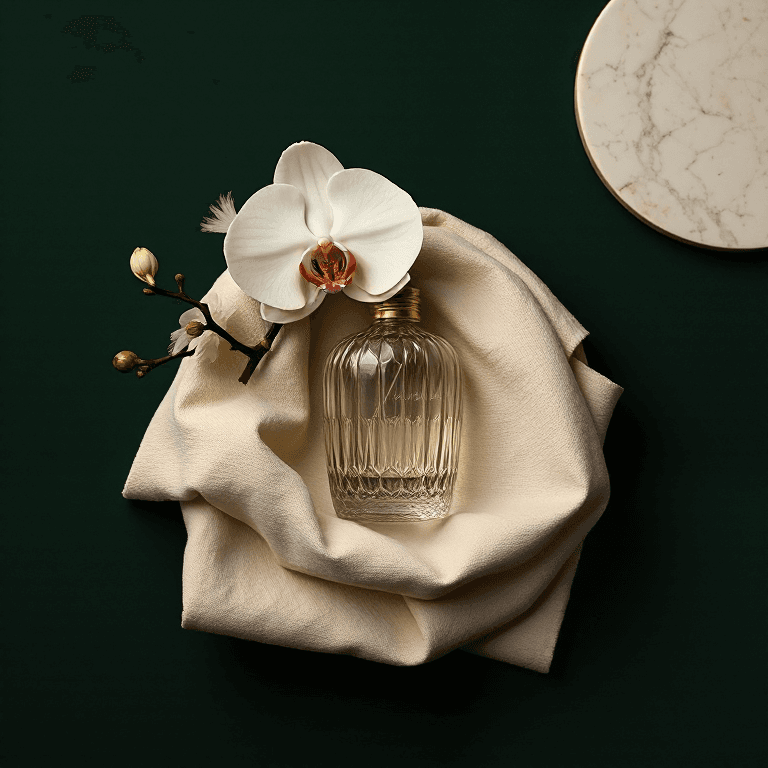 Premium home care campaign concept with deep green, plum, cream, and gold details